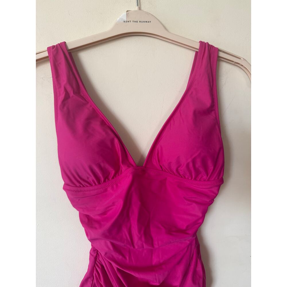 NWT J. Crew Ruched V-neck One-Piece Swimsuit Women's 6 Radiant Fuchsia Pink - Picture 2 of 9